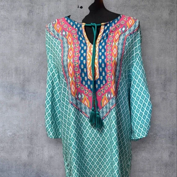 Colorful Geometric Pattern Tunic Dress - Picture 1 of 5
